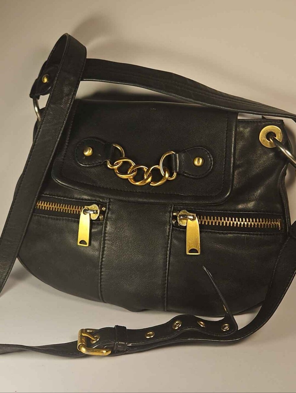 Cynthia Rowley Black Leather Crossbody Shoulder Bag